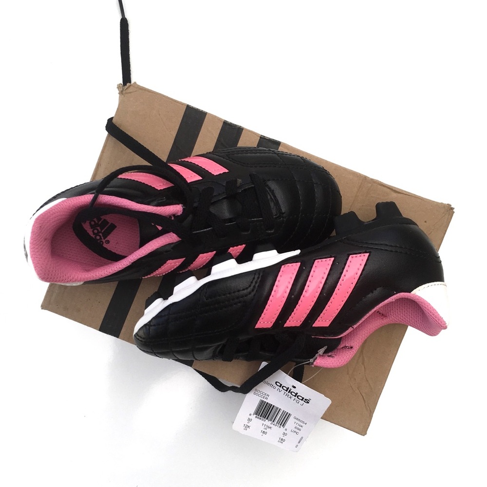 Girls sz 12 ADIDAS Soccer Cleats Sport Blk Pink